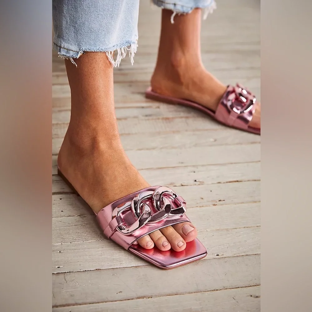 NWT Chain Link Slide Sandals